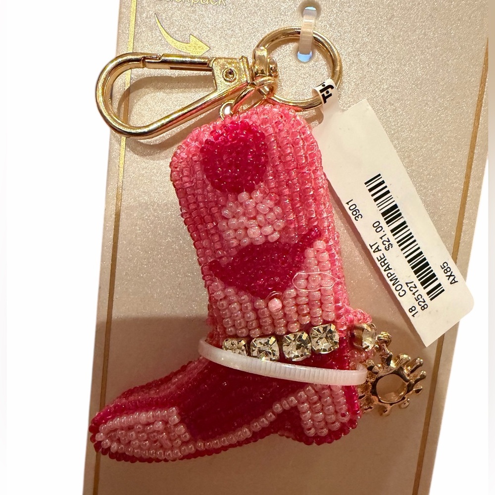 Haute Hippie Pink Beaded Boot Keychain - Picture 2 of 2